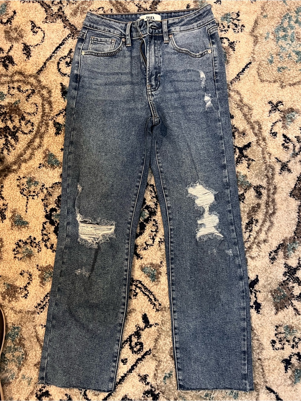 Just Black Distressed Straight-Leg Jeans in Blue